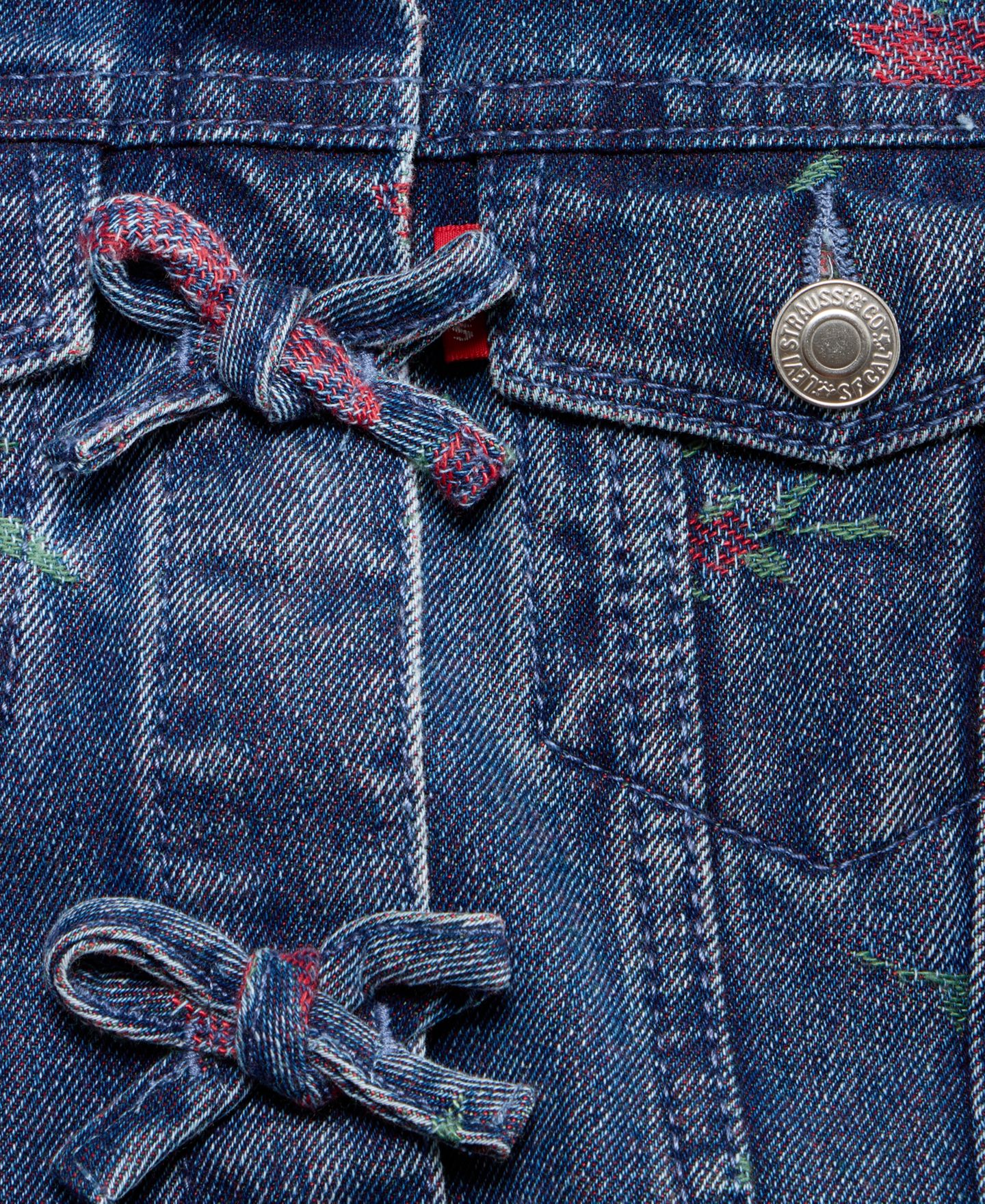Куртка Levi's Floral Jacquard Trucker Jacket With Bows для девочек, цвет: Синий — фото 6
