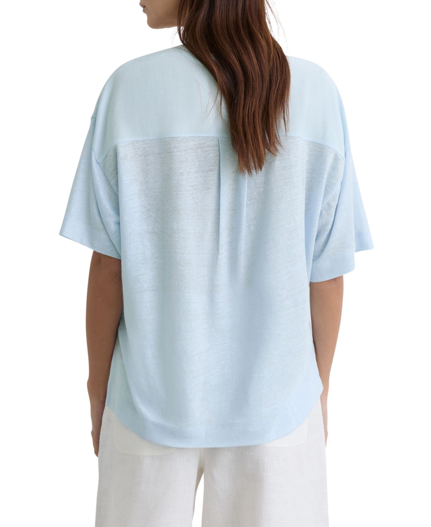 Женская футболка REISS Linen V-Neck, цвет: Синий — фото 3
