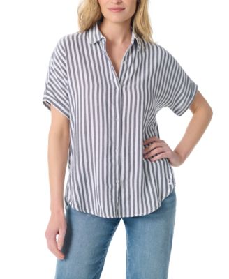 Women's Collar Short-Sleeve Button-Front Shirt