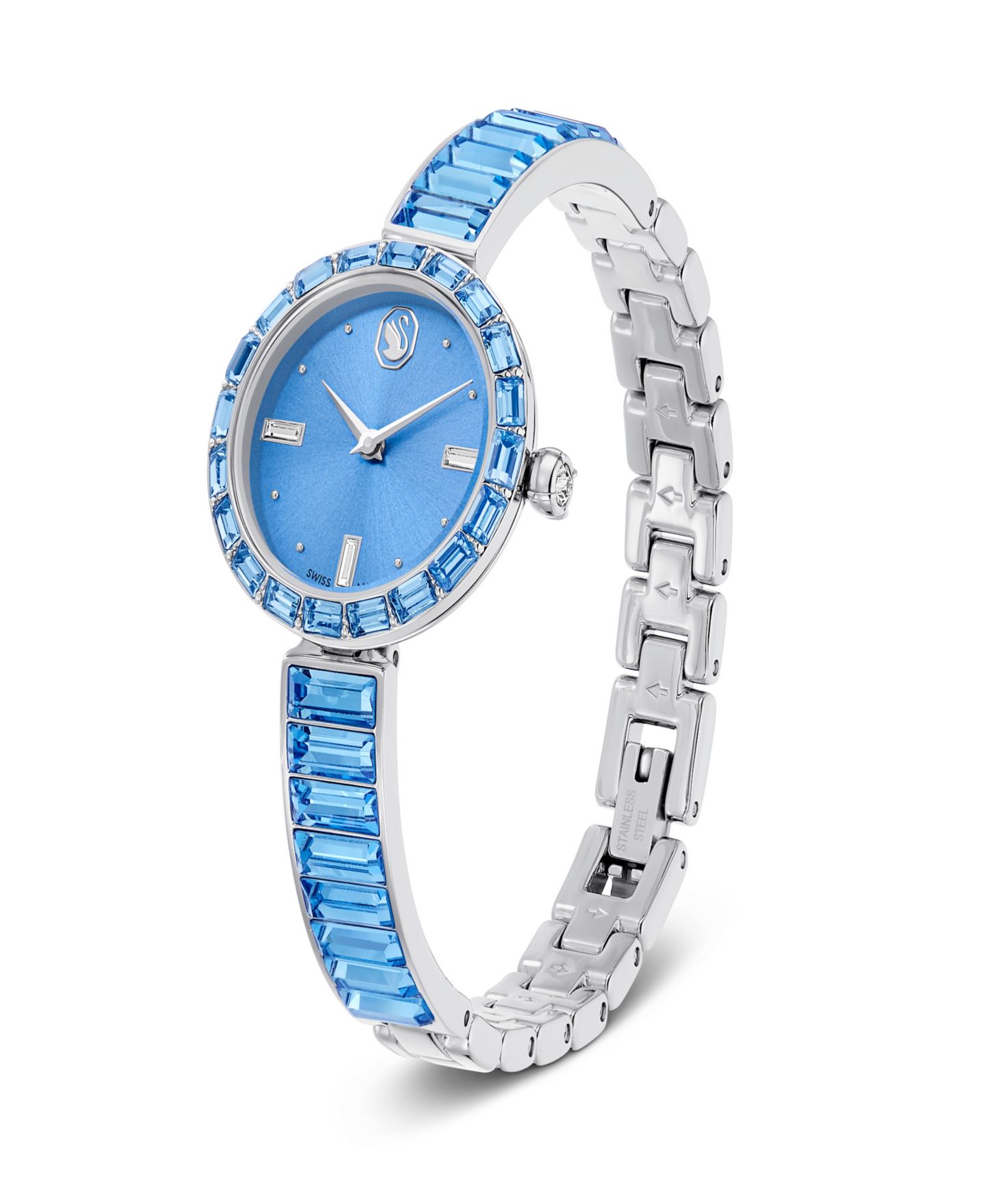 Женские часы Swarovski Matrix Bangle Swiss Crystal Bracelet Blue Stainless Steel Watch 25 x 25mm — фото 5