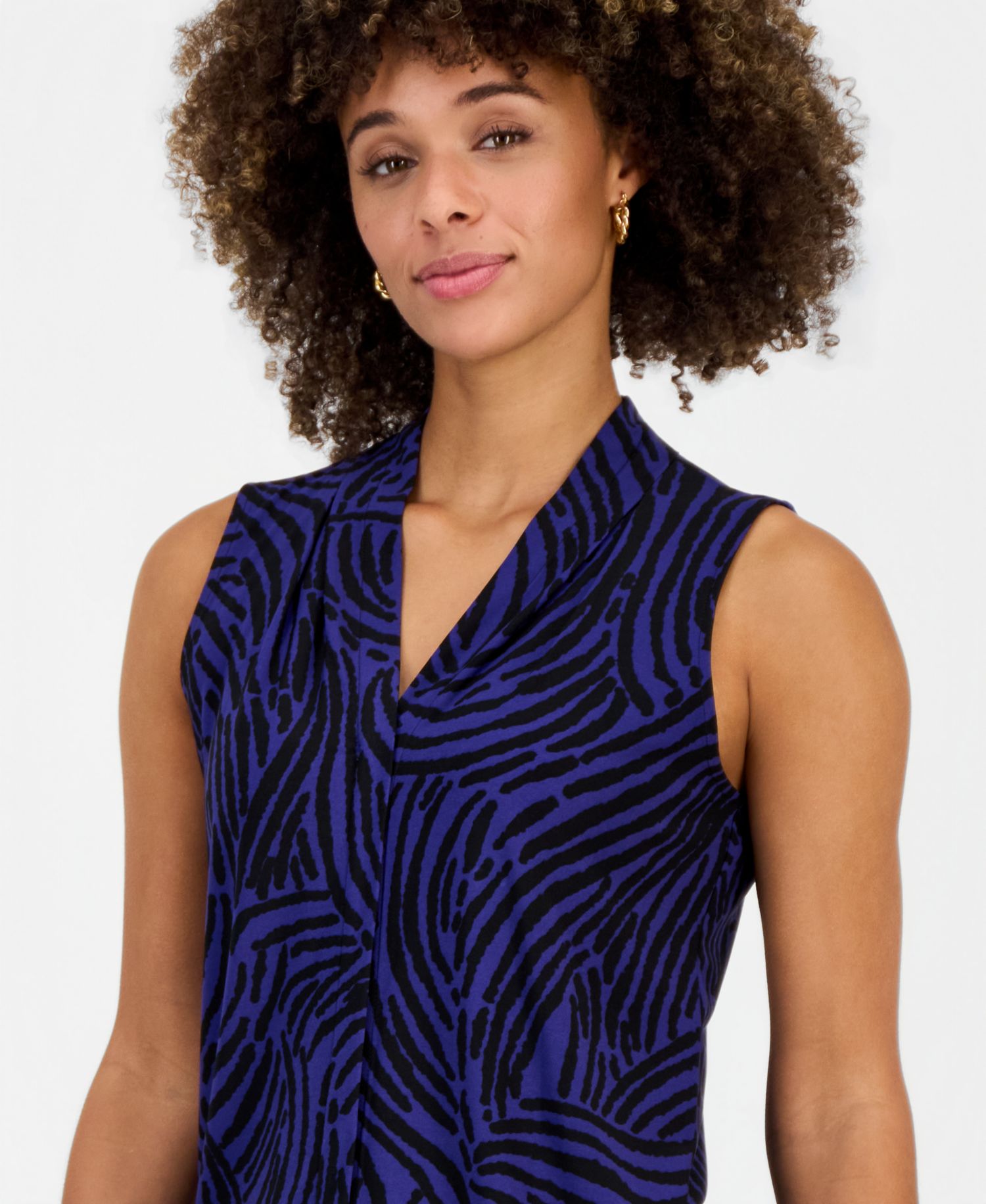Women's Printed V-Neck Sleeveless Blouse