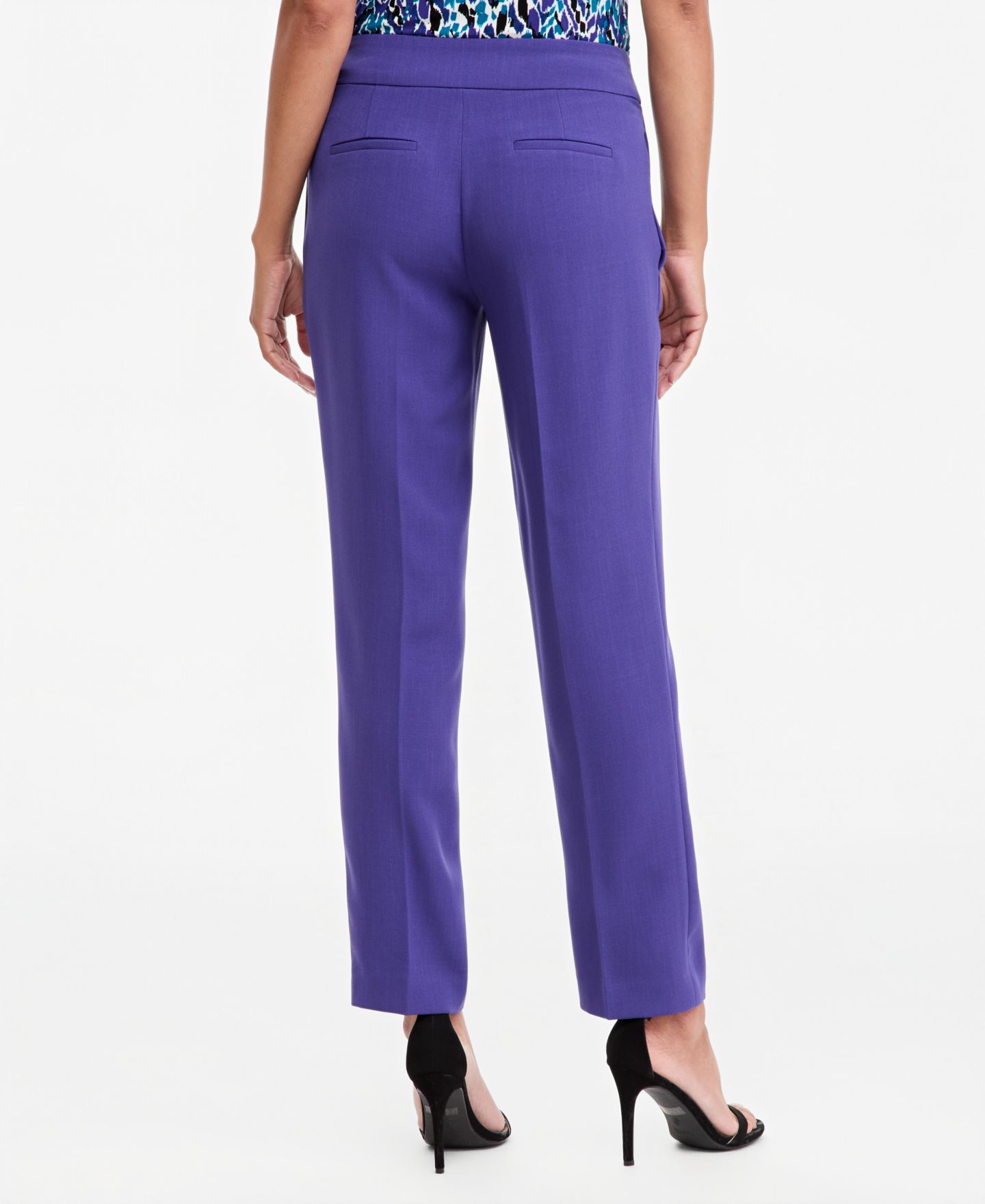 Женские брюки Kasper Ava Straight Leg Crepe Mid-Rise, цвет: Сливовый — фото 4