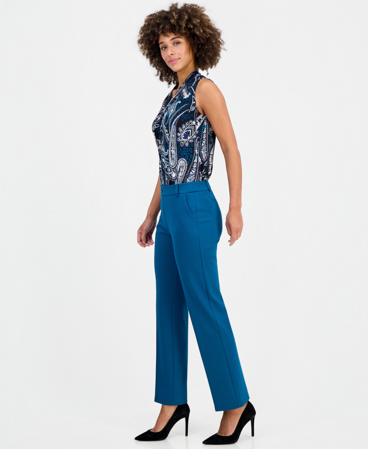 Kasper Petite Modern Compression Slim-Leg Pants