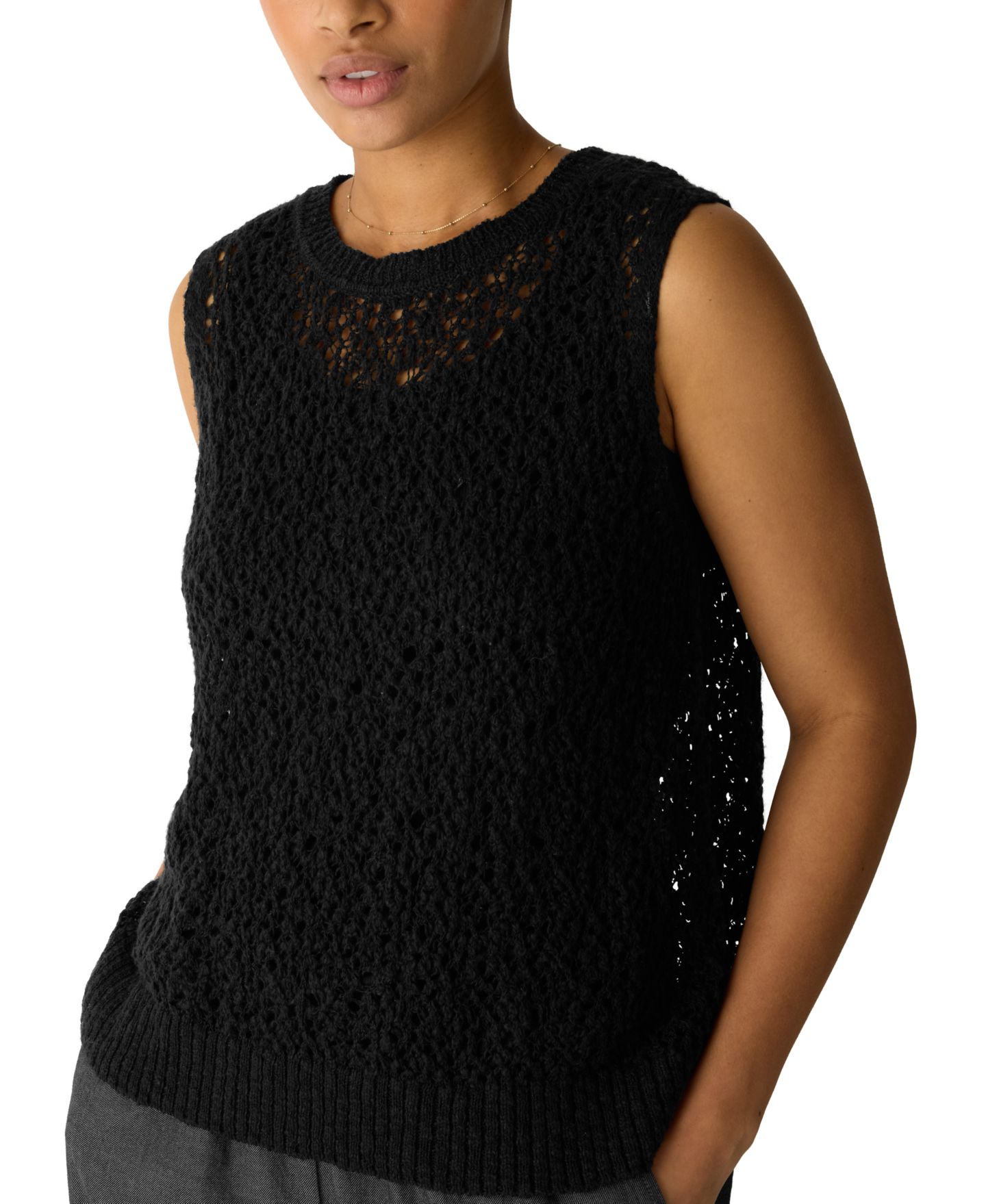 Женский топ Eileen Fisher Knit Jewel Neck, цвет: Чёрный — фото 3