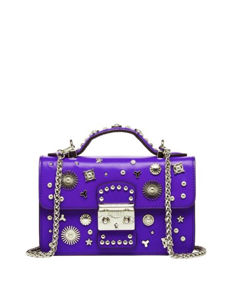 Женская сумка SUSU Royal Leather Studded Mini Crossbody Bag Structured Top Handle Satchel with Buckle Closure, цвет: Королевский синий / Кобальтовый синий