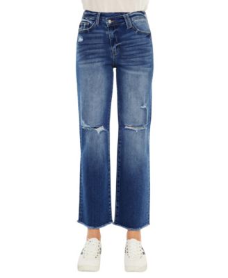 Women's Mollie High Rise Criss Cross Straight Jeans