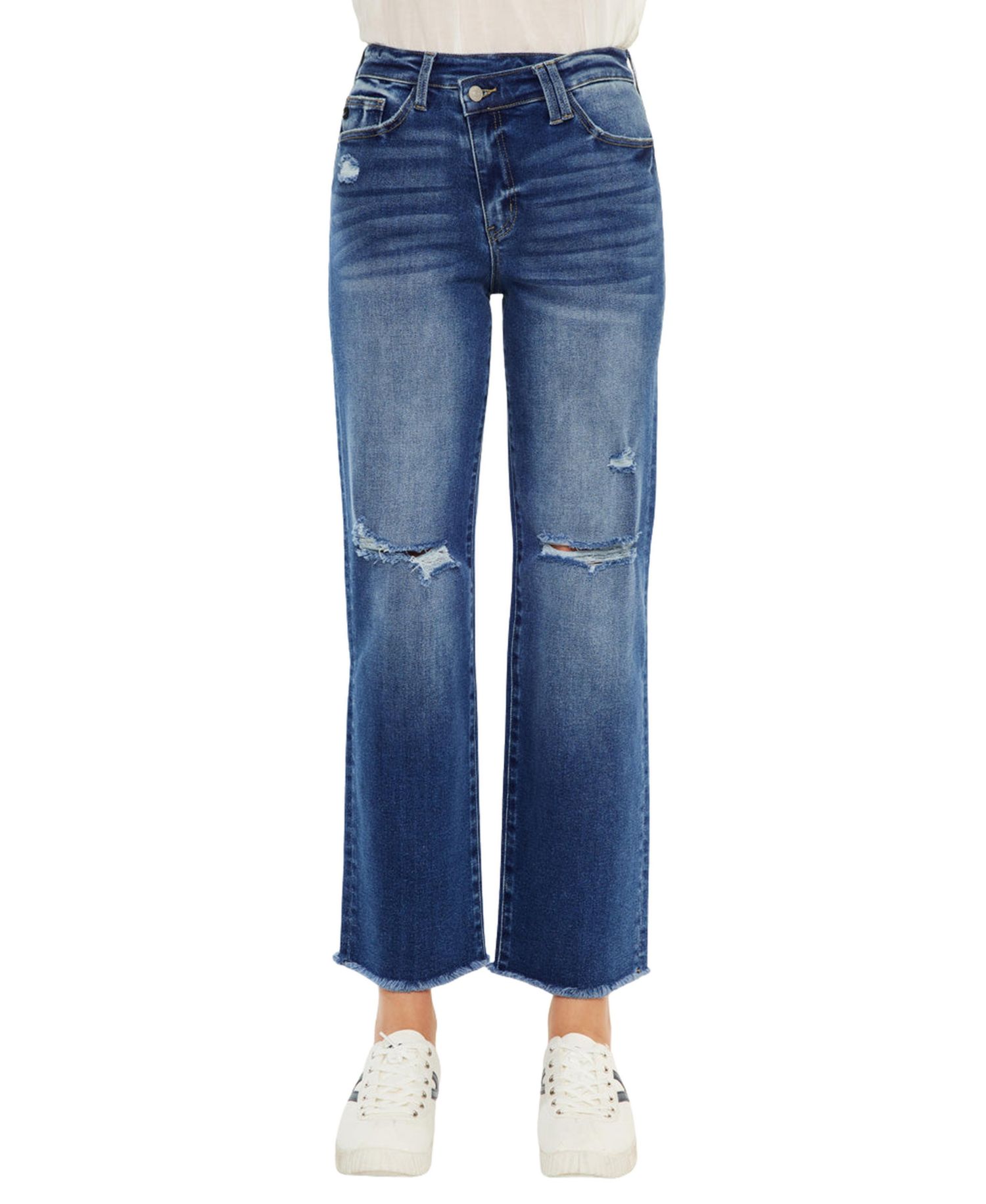 Women's Mollie High Rise Criss Cross Straight Jeans