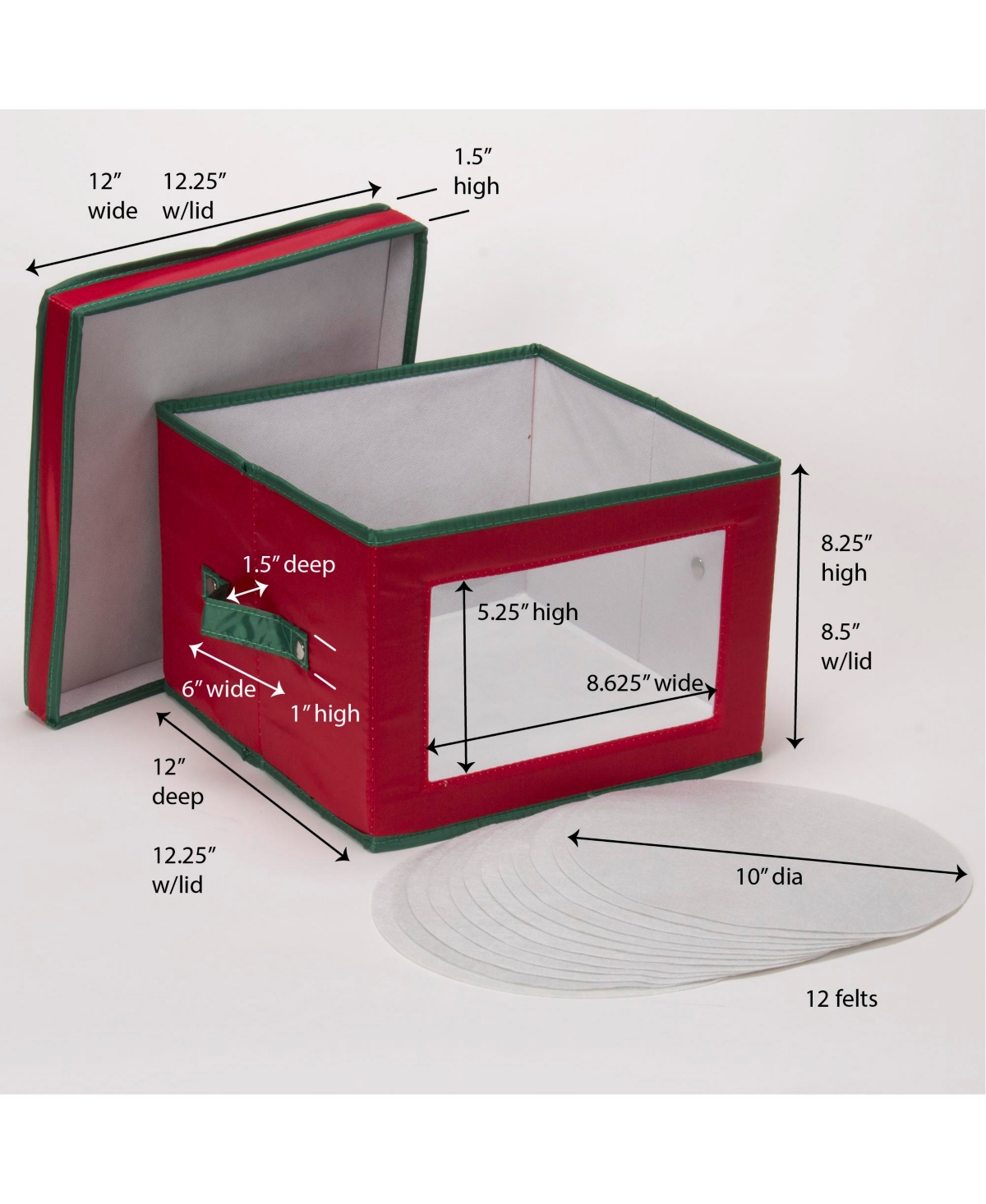 Household Essentials Dinner Plate Storage Box, Windowed Panel and Handles