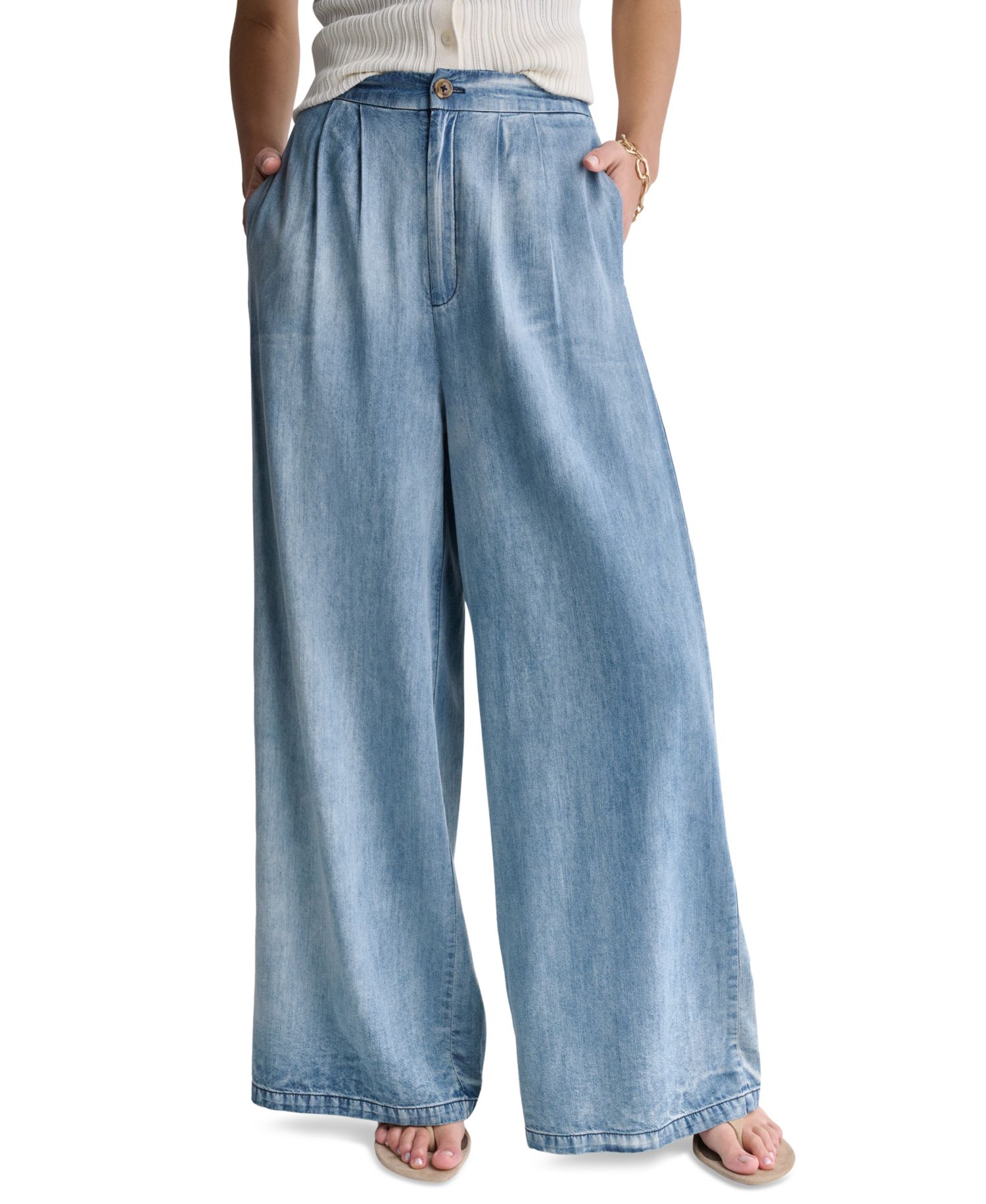 Women's High-Rise Wide-Leg Denim Pants