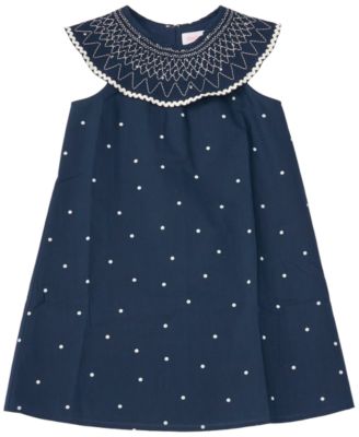 Girls' 7-16 Smocked Collar Mini Dress