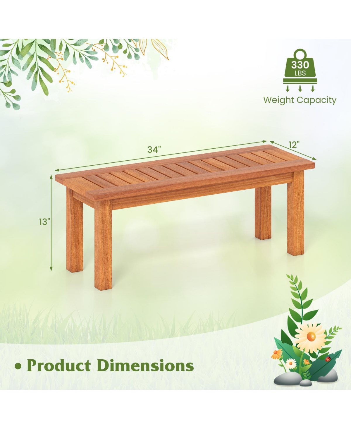 Sugift Wooden Plant Stand Outdoor Indoor Solid Wood Flower Pot Holder Display Shelf-s