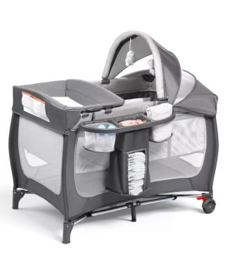 Baby 4-in-1 Portable Playard with Bassinet, Changing Table and Canopy