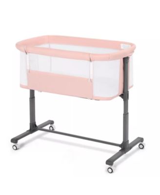 Baby Bassinet Bedside Sleeper with Wheels, Adjustable Height and Mesh Sides