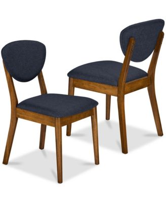 2-Piece Mid-Century Modern Wood and Upholstered Dining Chair Set