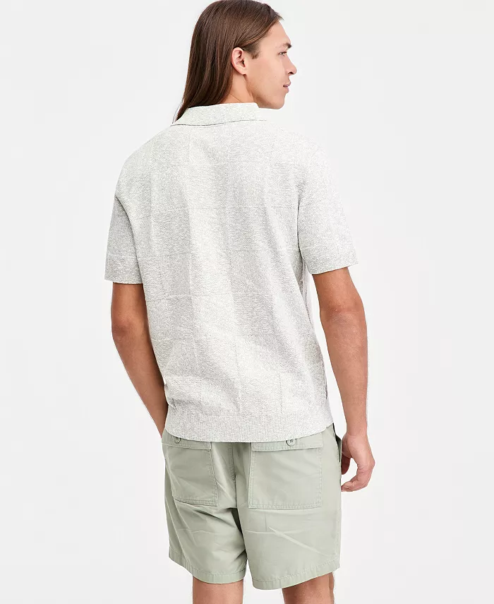 Men's Square Stitch Marled Polo Shirt - thumbnail 3