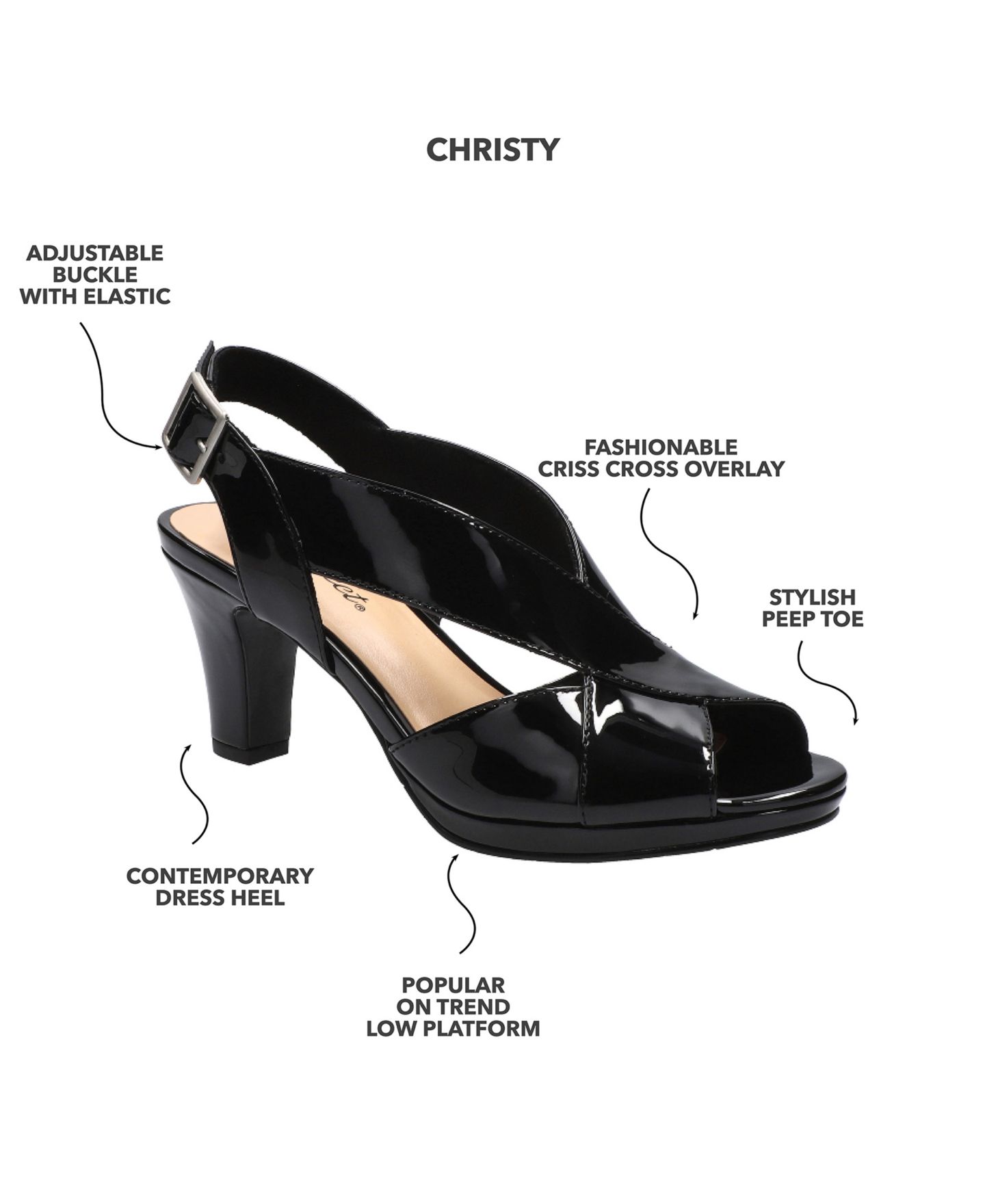 Женские сандалии Easy Street Christy Dress Sandals, цвет: Чёрный лаковый — фото 3