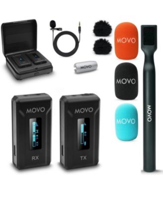 WMX-2 Wireless Lavalier Microphone System with Charging Case and Interview Mic Handle for Cameras