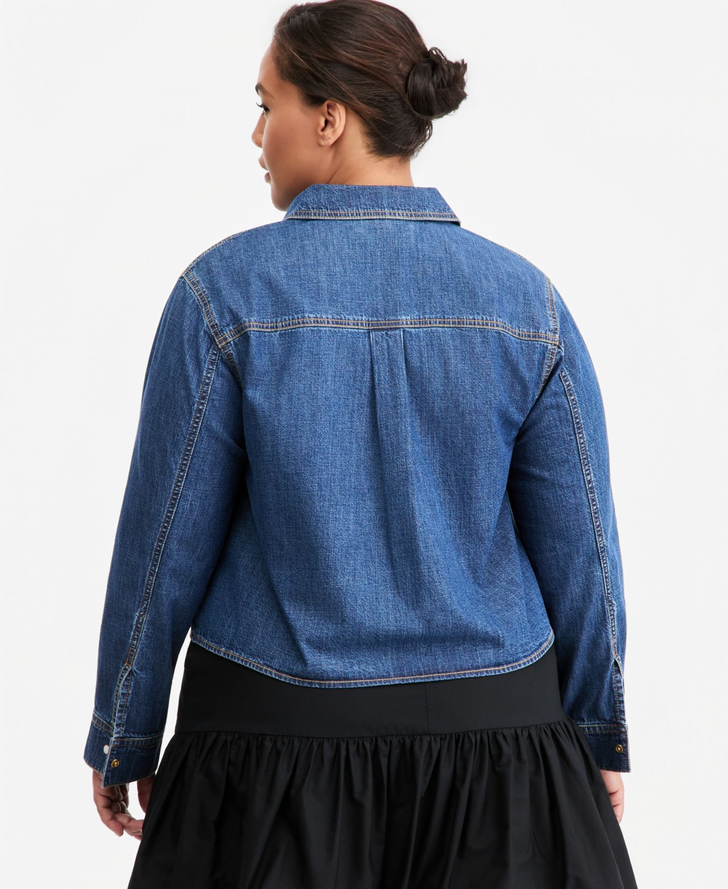 Женская рубашка On 34th Trendy Plus Size Long-Sleeve Cropped Denim Shirt, цвет: Пляжный — фото 2