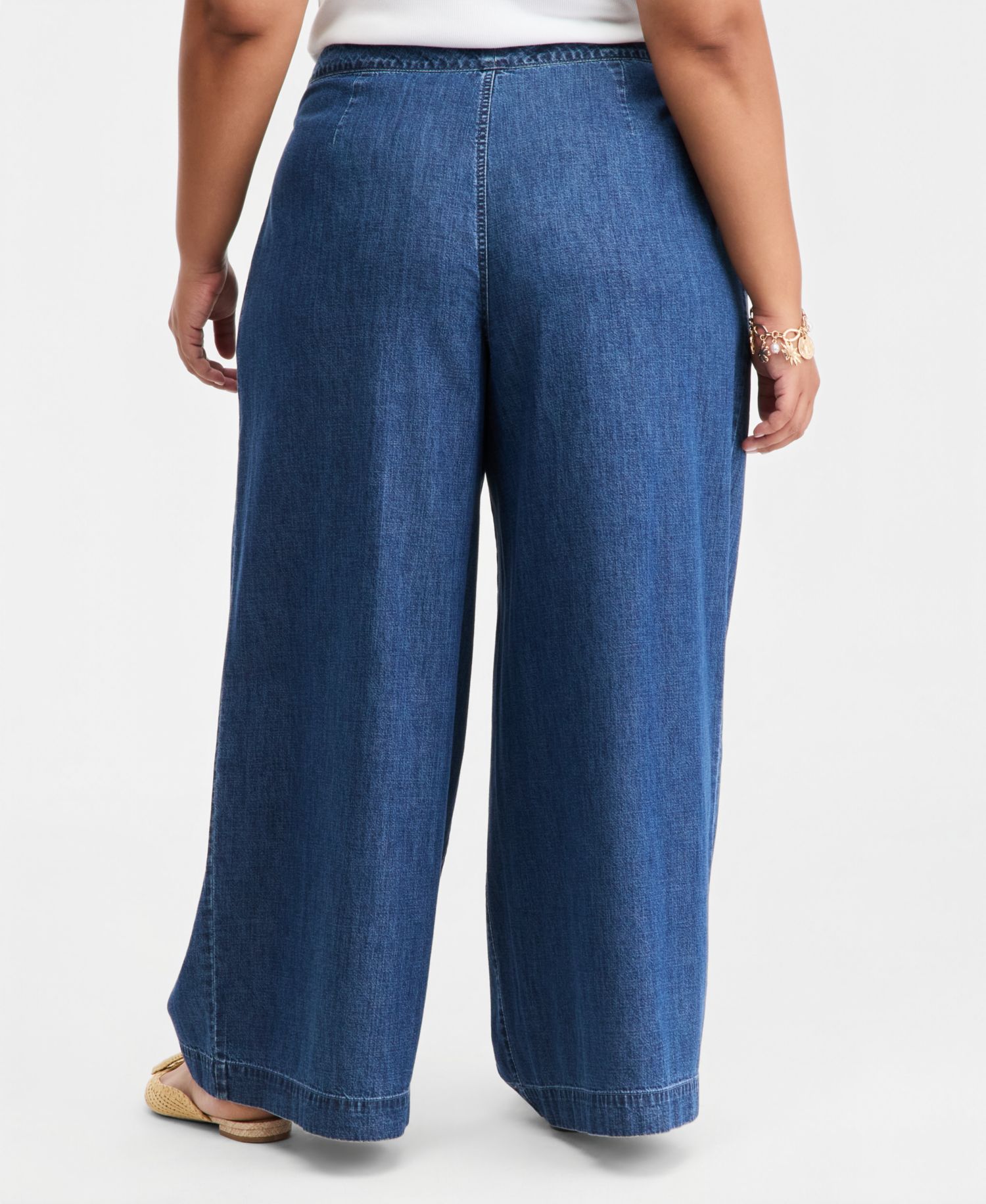 Trendy Plus Size High-Rise Pleated Wide-Leg Jeans