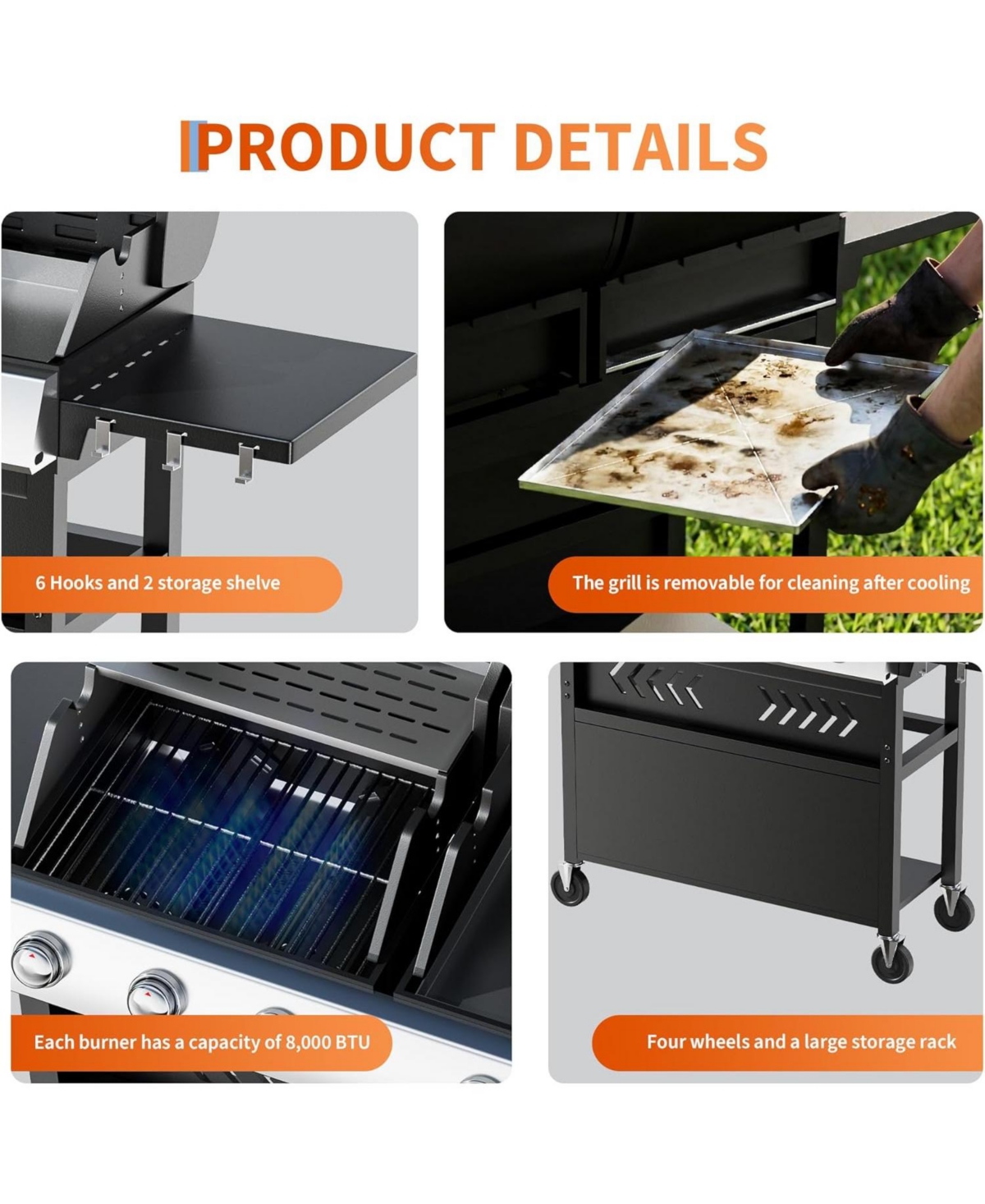 Xo Stainless Steel 5 Burners Gas Grill Griddle Combo for Backyard Patio, Total Cooking Area