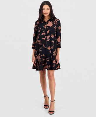 Women's Printed 3/4-Sleeve Shirtdress