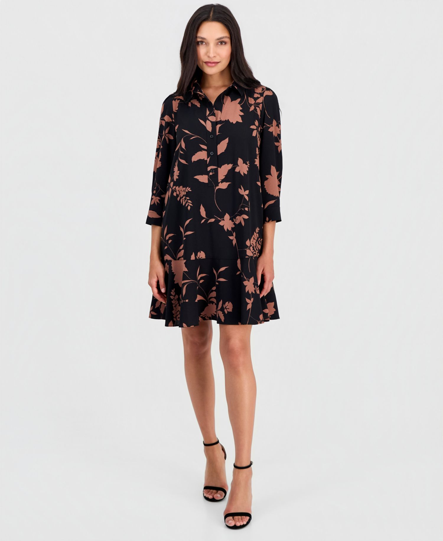 Women's Printed 3/4-Sleeve Shirtdress