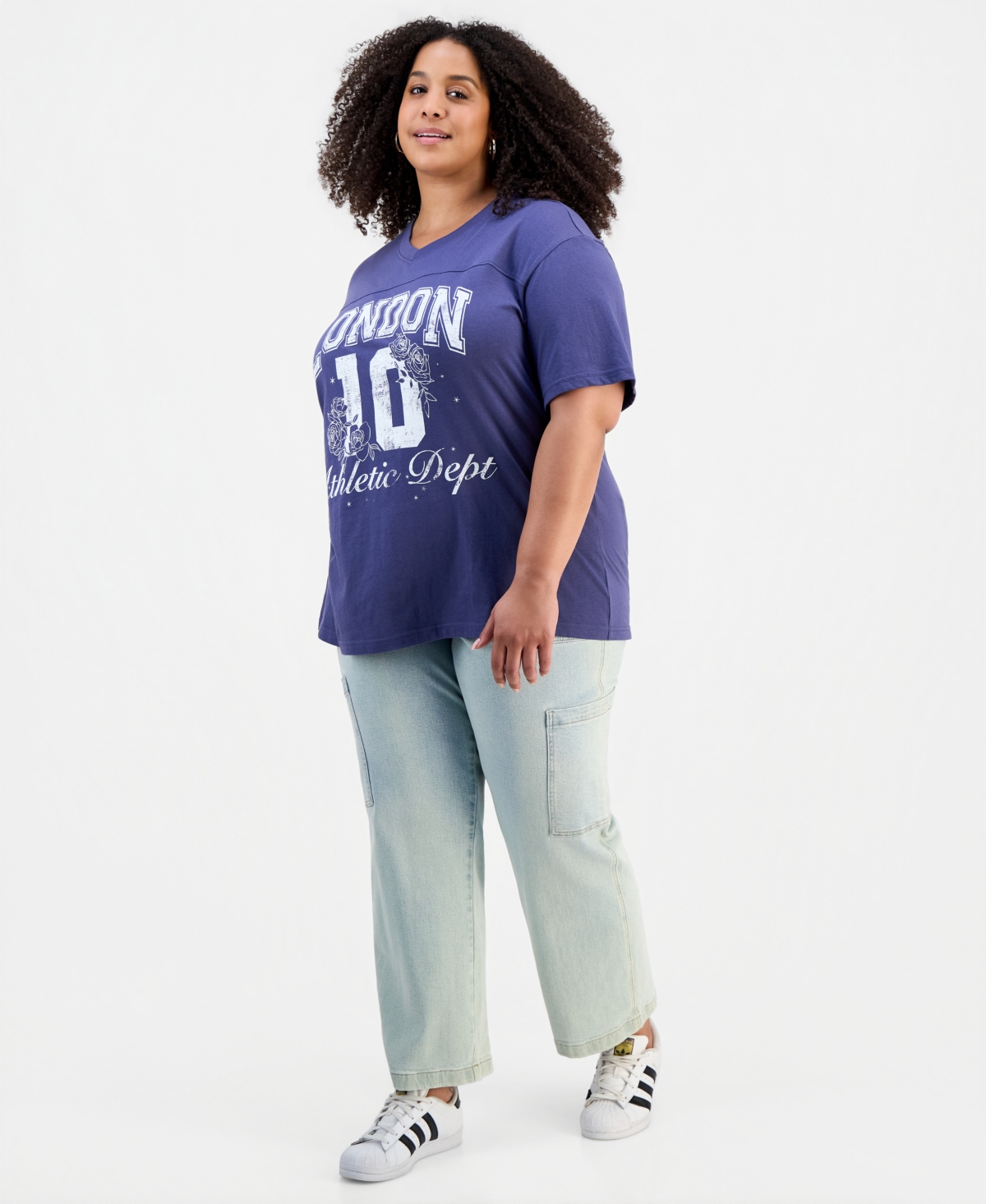 Rebellious One Trendy Plus Short-Sleeve London 10 Graphic Varsity Boyfriend Tee