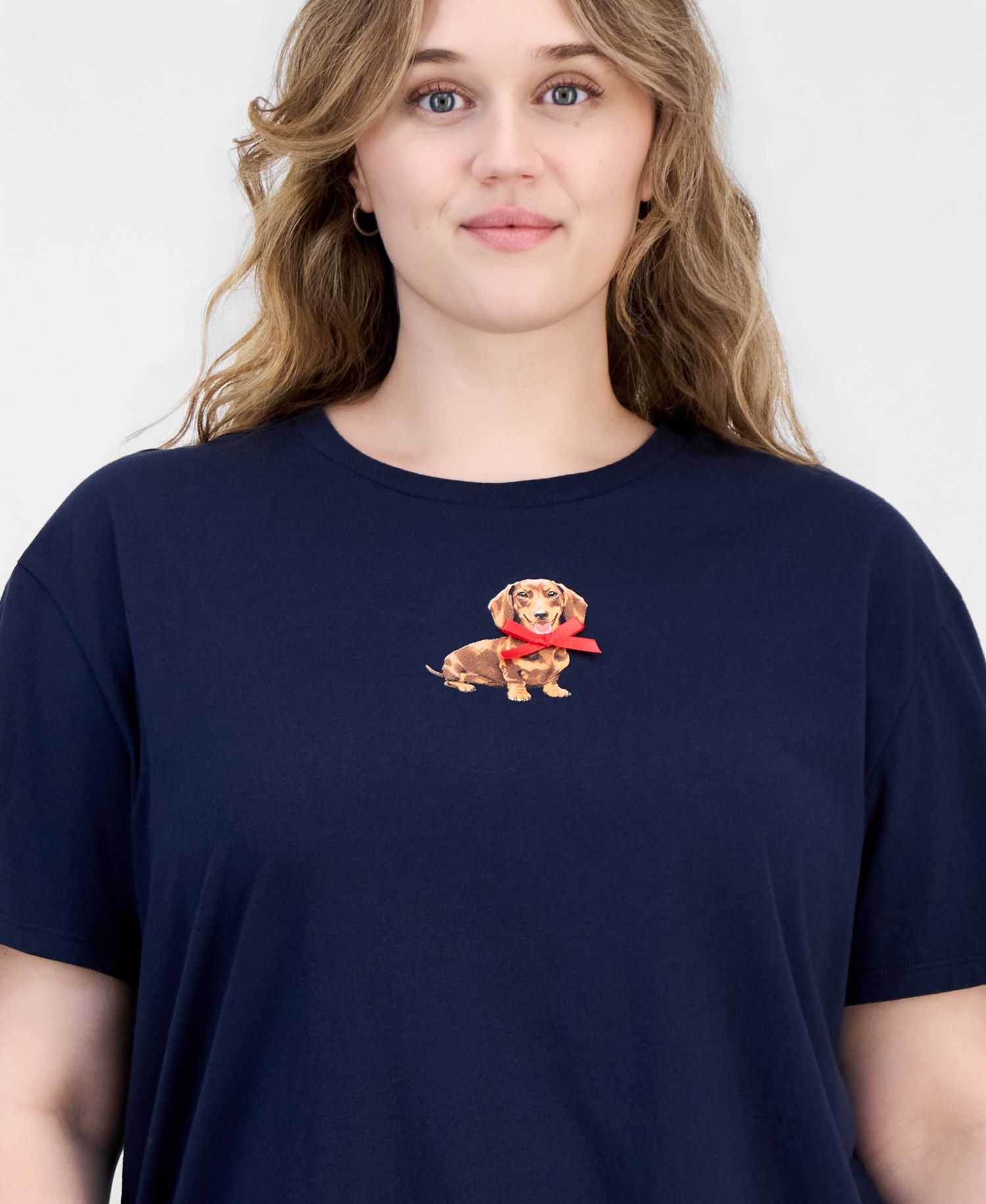 Trendy Plus Size Dachshund Bow Graphic T-Shirt