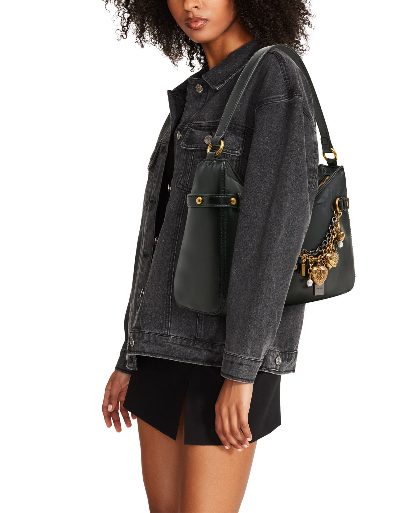 Женская сумка Steve Madden Lianna Relaxed Slouchy Small Shoulder Handbag, цвет: Чёрный — фото 6