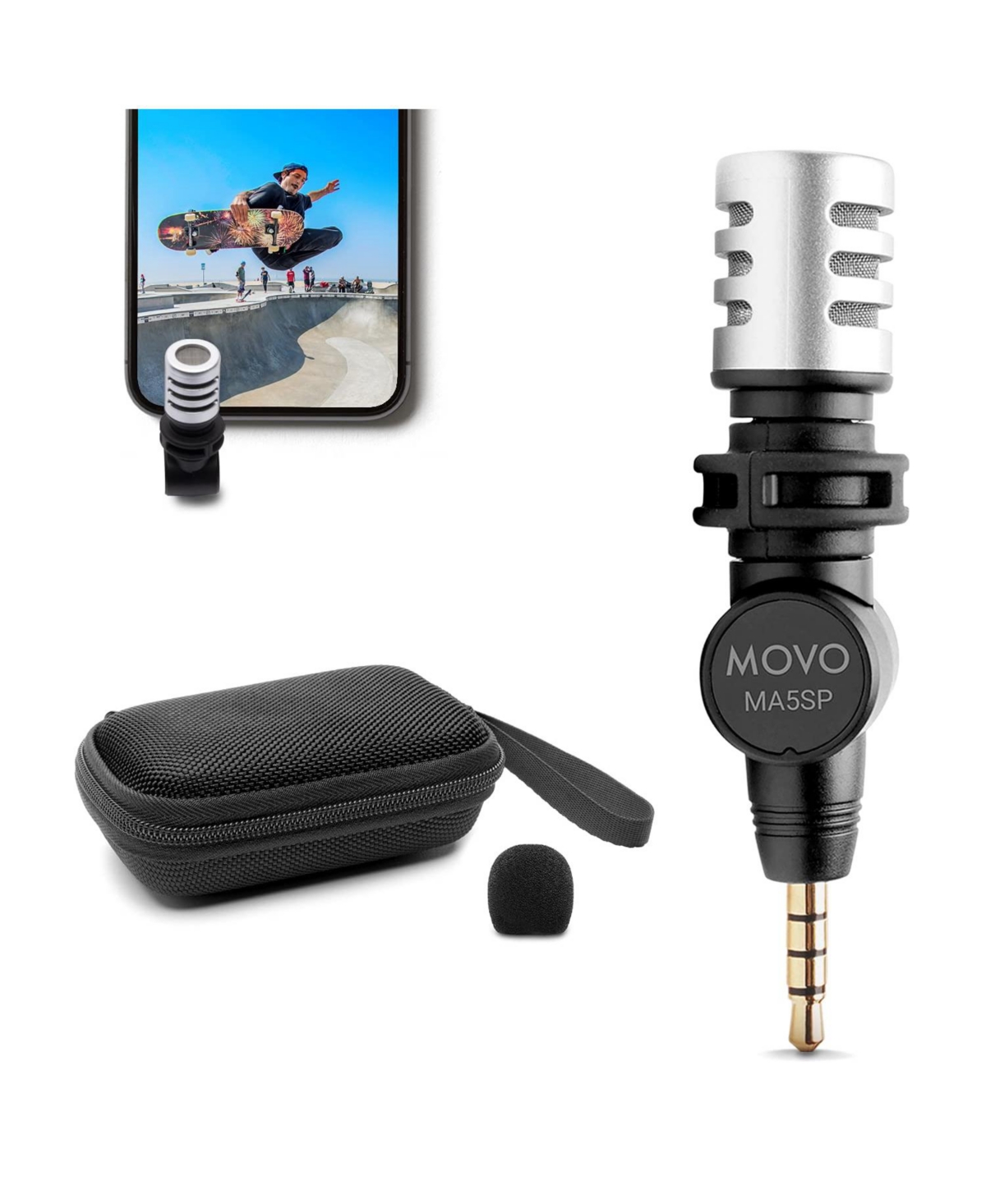 Movo MA5SP 3.5mm Trrs Shotgun Microphone for iPhone or Android Devices