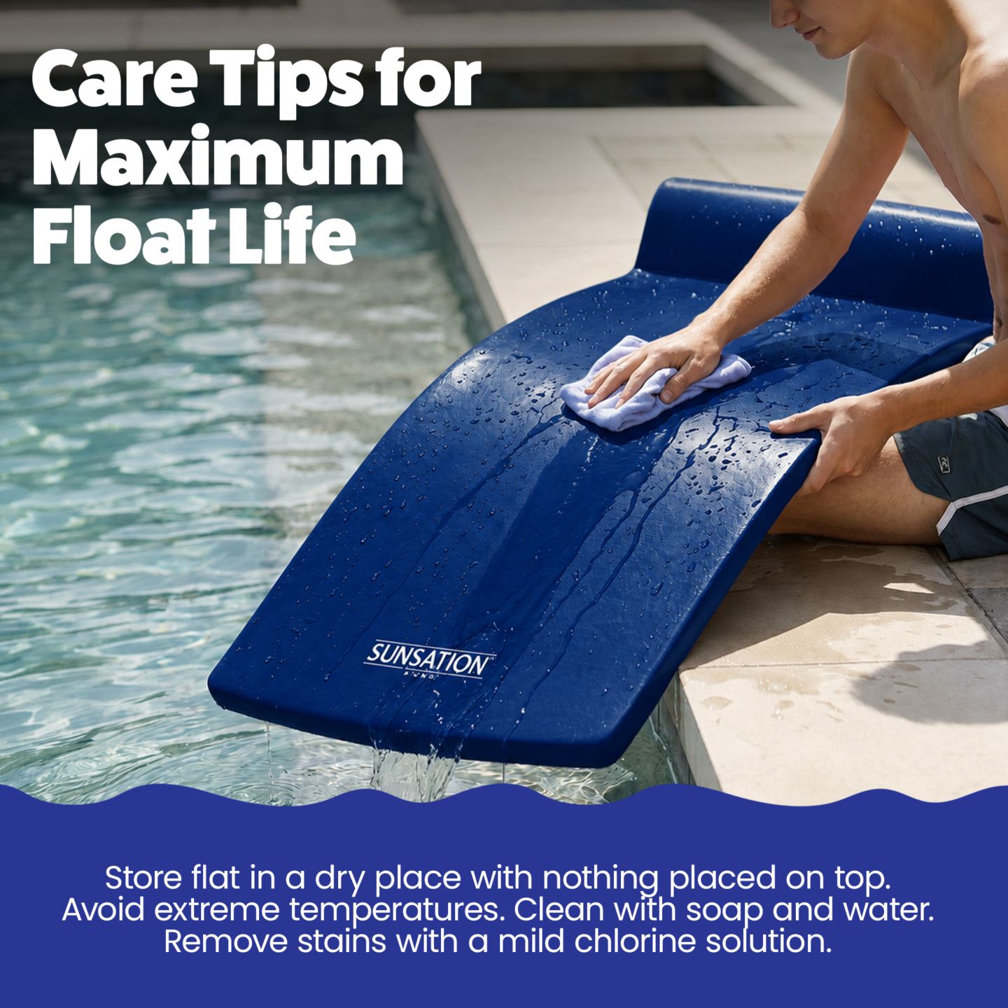 Детская игрушка TRC Recreation Sunsation 1.75" Thick Foam Lounger Swimming Pool Float, Navy Blue — фото 4