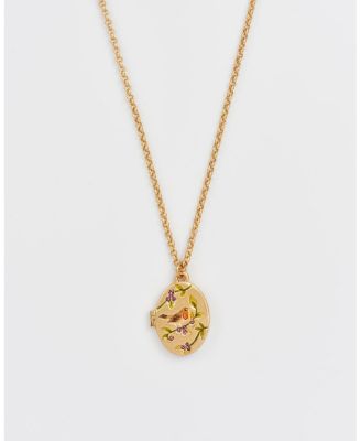 Robin & Blackberry Gold Locket Chain Necklace