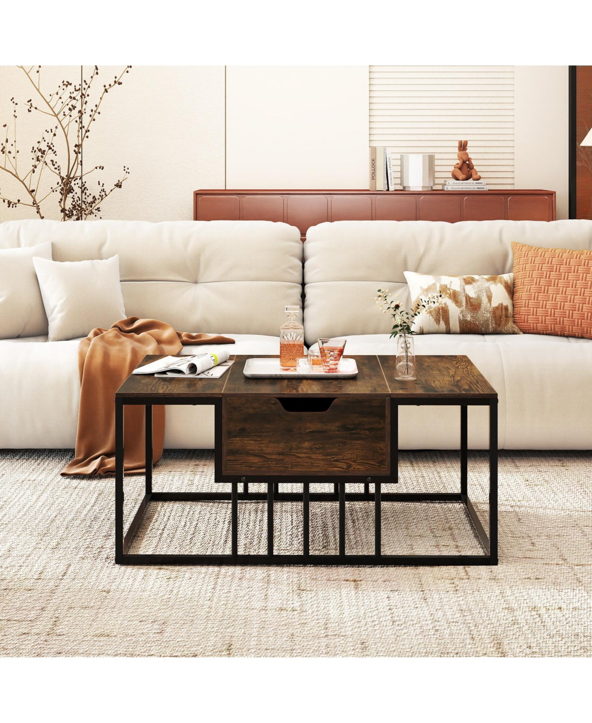 Gymax Lift Top Coffee Table Modern Center Table Accent Tea Table for Living Room