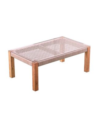 Brendina Outdoor Glass-Top Cocktail Table