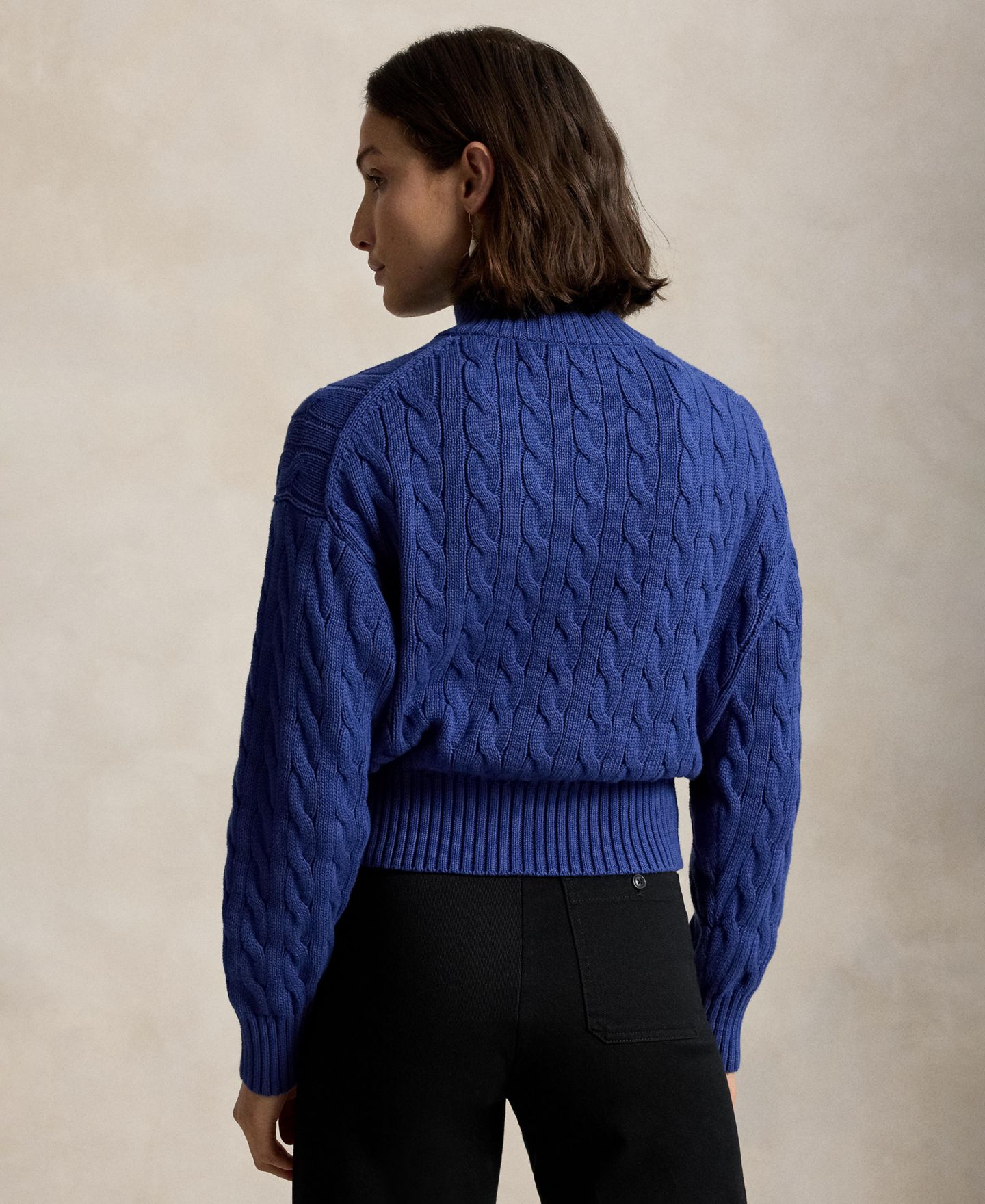 Женский свитер Polo Ralph Lauren Cable-Knit Cotton Quarter-Zip, цвет: Синий — фото 4