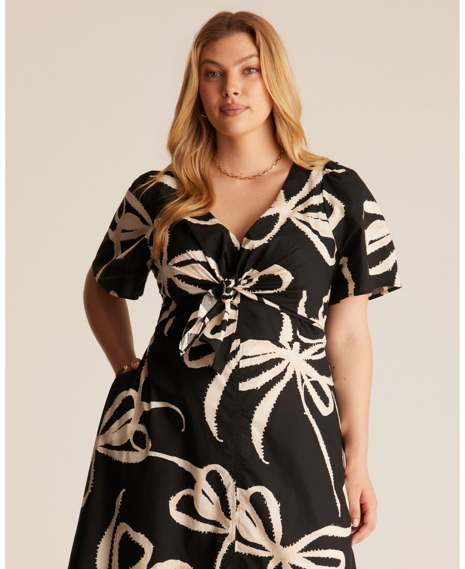 Plus Size Nadja Wrap Tie-front Fit Flare Empire Midi Dress