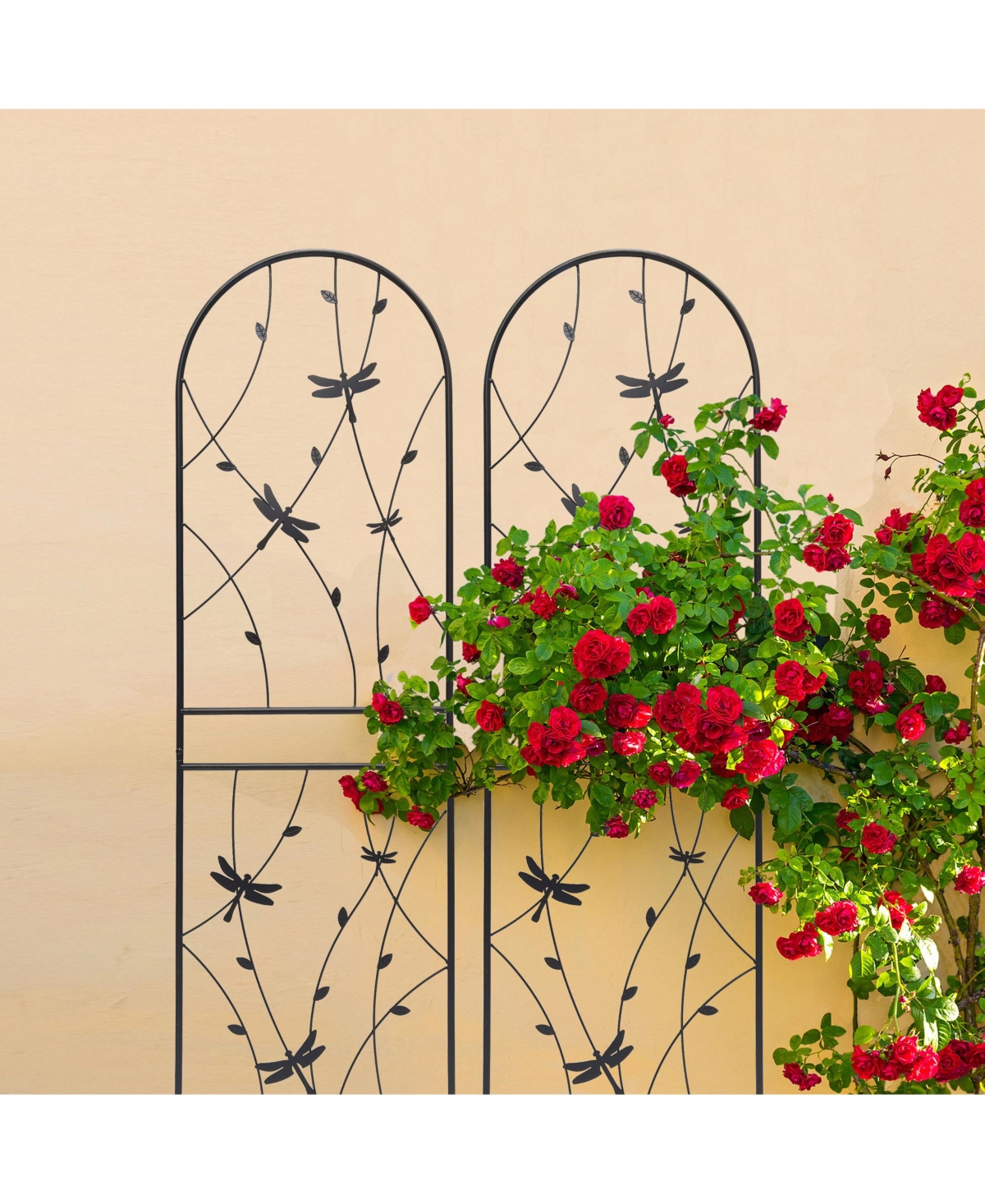 Clihome Metal Garden Trellis 71" x 19.7" Rustproof Trellis for Climbing Plants Outdoor Flower Support