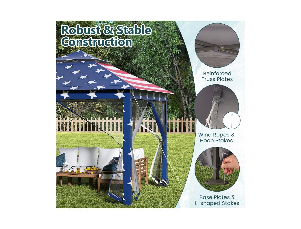 Boyel Living 11 x Feet 2-Tier Pop-Up Gazebo Tent Portable Canopy Shelter Carry Bag Mesh