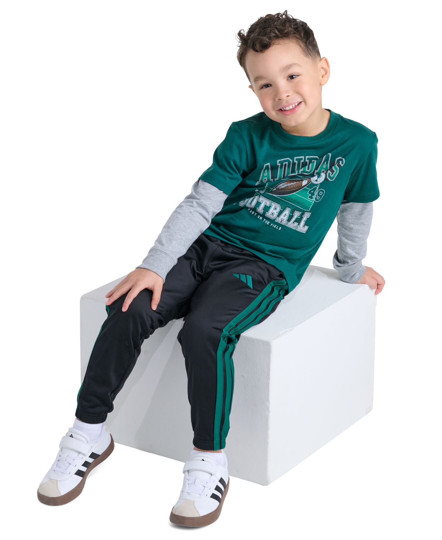 Boys' 2T-7 Cotton Layered Long-Sleeve T-Shirt and Pants, 2-Piece Set