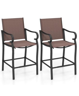 Outdoor Counter Height Bar Stools Set of 2 with Breathable Mesh Fabric