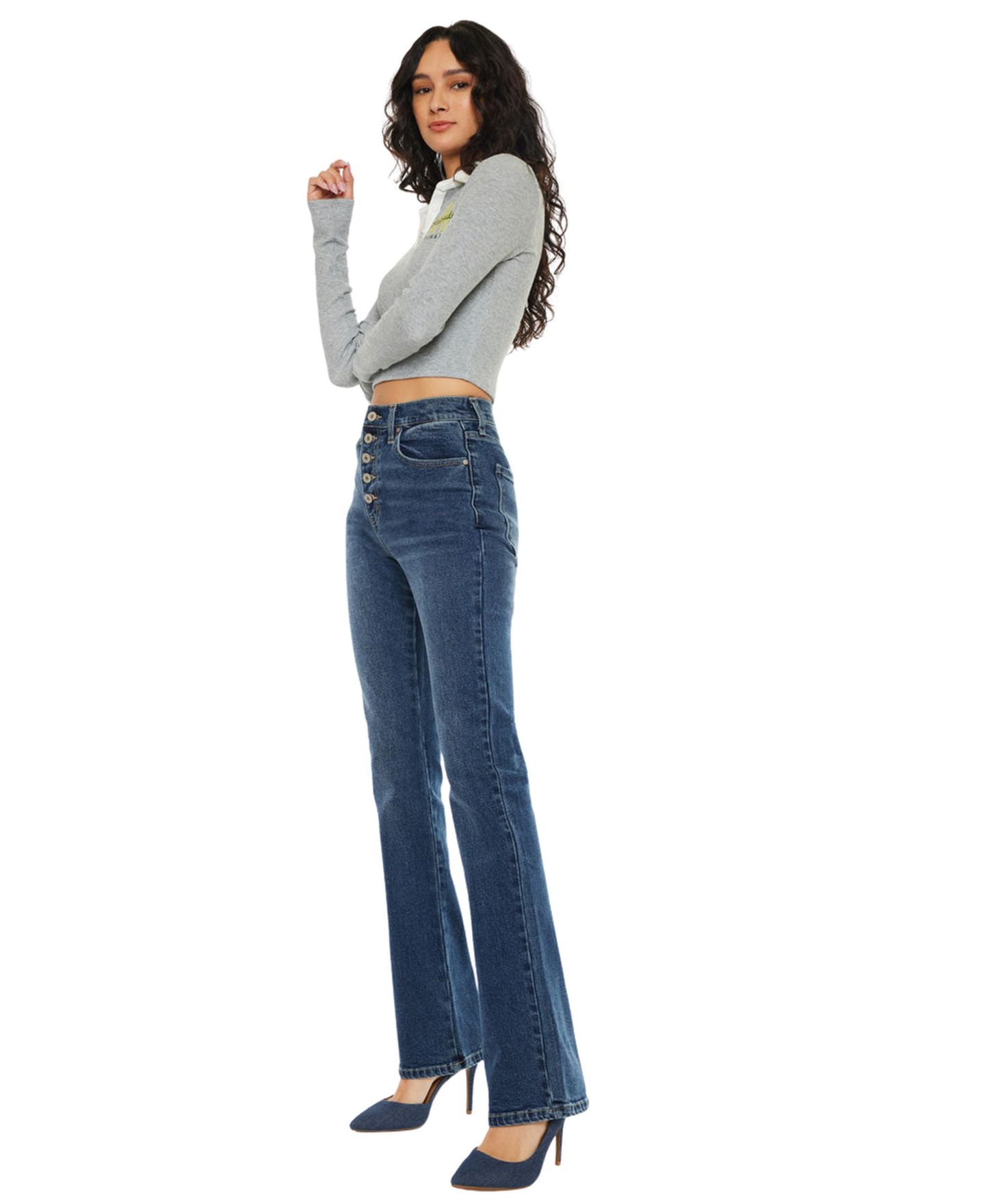 Женские джинсы KanCan Zina High Rise Vintage Bootcut, цвет: Тёмная варка — фото 3