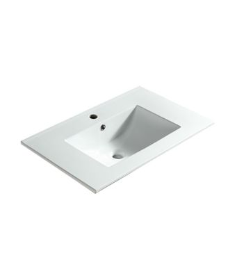 Rectangular Ceramic Bathroom Sink with Overflow, Matte Modern Above Counter Basin Vanity Top for 24/30/36 Inch Vanity