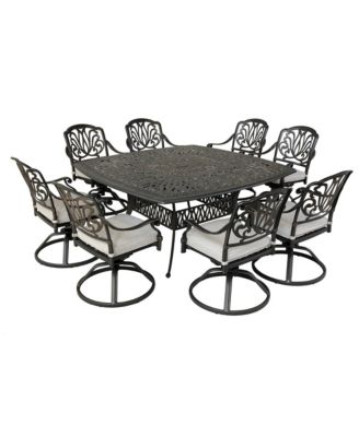 8 - Person 64 Long Aluminum Square Dining Set with Sunbrella Cushions