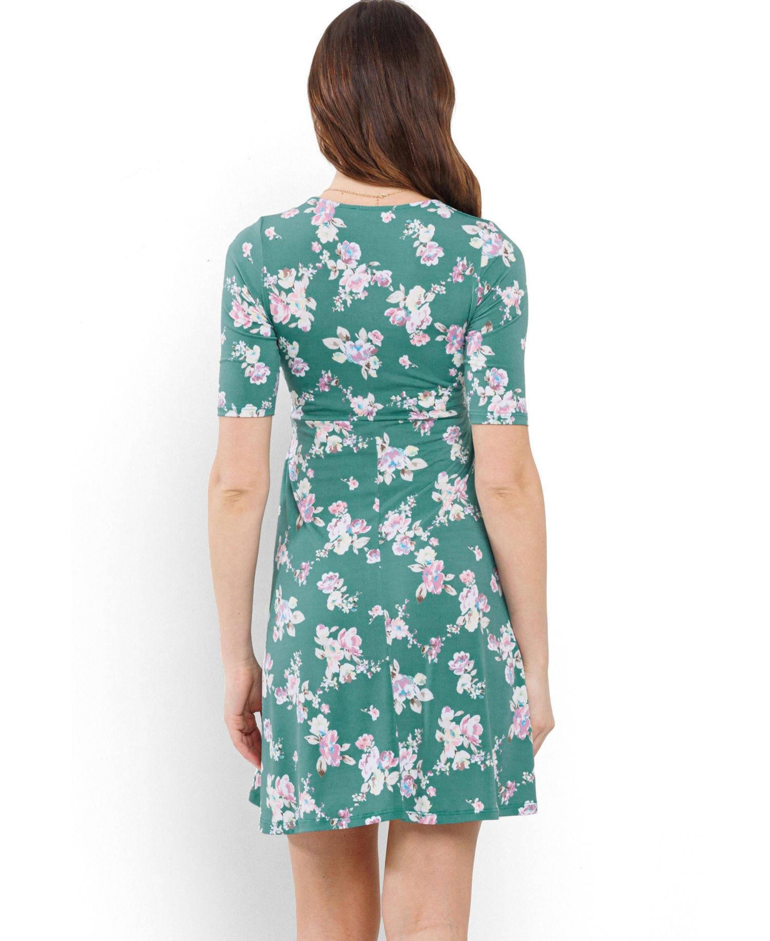 Women's Floral V Neck Wrap Nursing Dress with Tie Waist