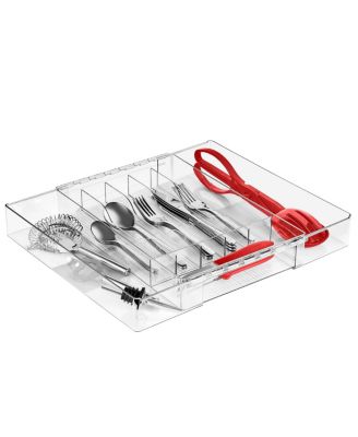 Expandable Silverware Organizer – Multipurpose Flatware and Kitchen Storage Solution - with 6 compartments and 2 expandable slots