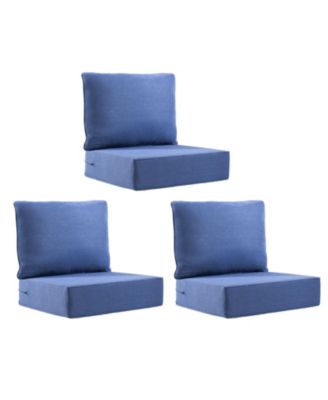 Outdoor Deep Seat Cushion Set, Water-Resistant Patio Furniture Cushions with Removable Cover, Set of 3