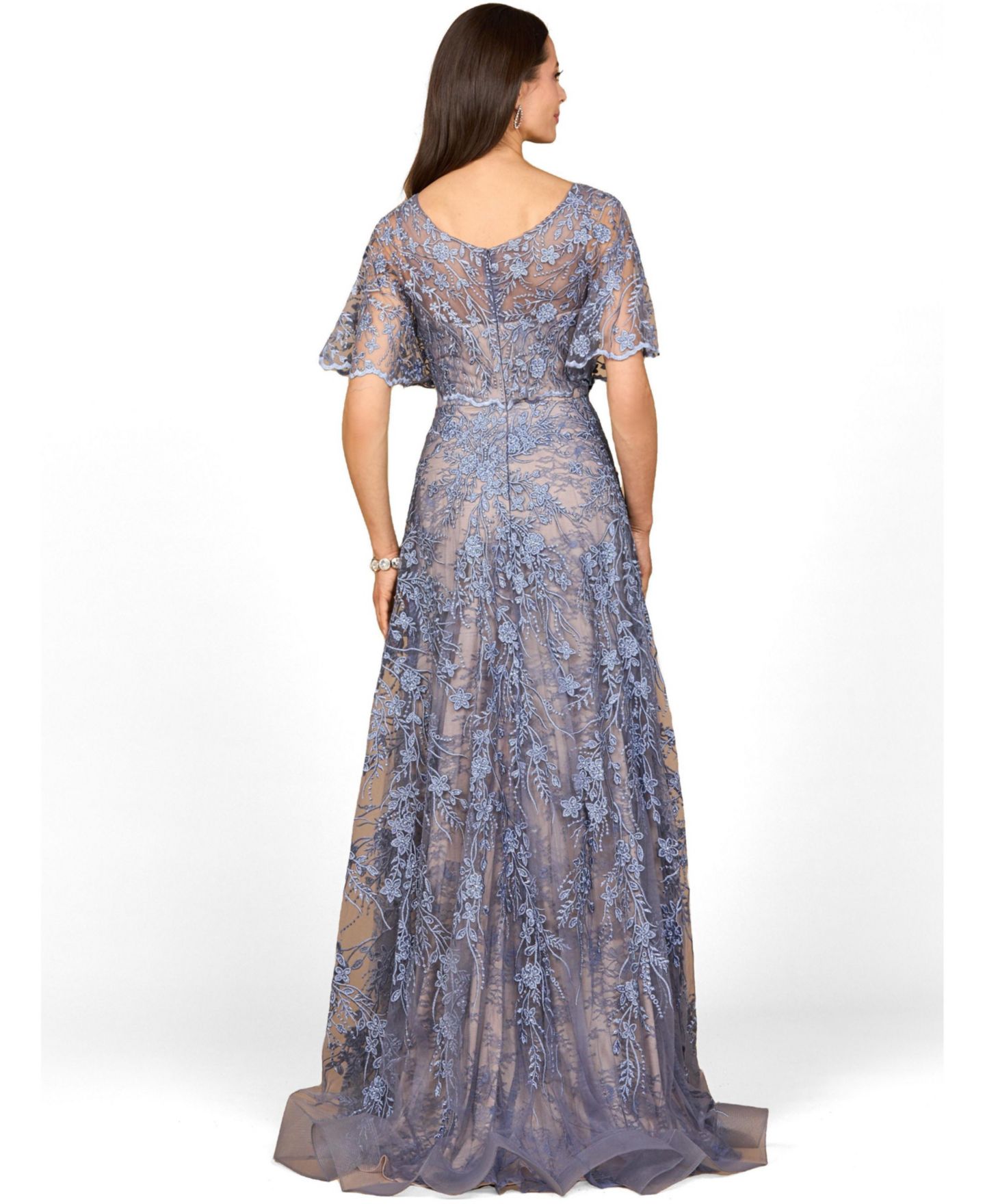 Женское платье Lara Elegant Cape Sleeve A-line Gown, цвет: Тёмный барвинковый — фото 2