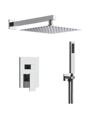 10" Rain Shower Head High Pressure Wall Mount Shower System Bathroom Shower Faucet Set with Handheld Spray Chrome