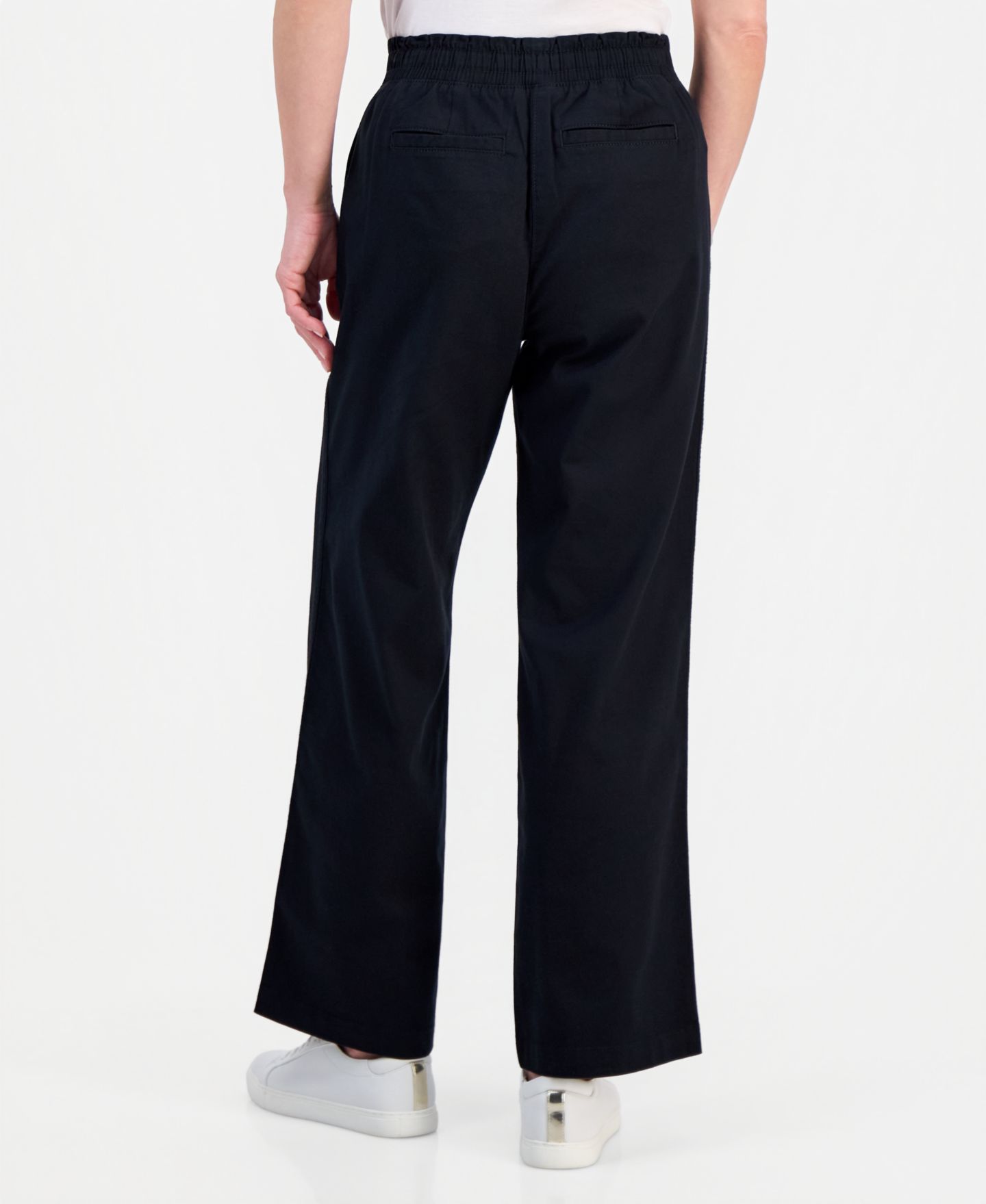 Женские брюки Style & Co Petite Twill-Tape Wide-Leg Pull-On, цвет: Глубокий чёрный — фото 3