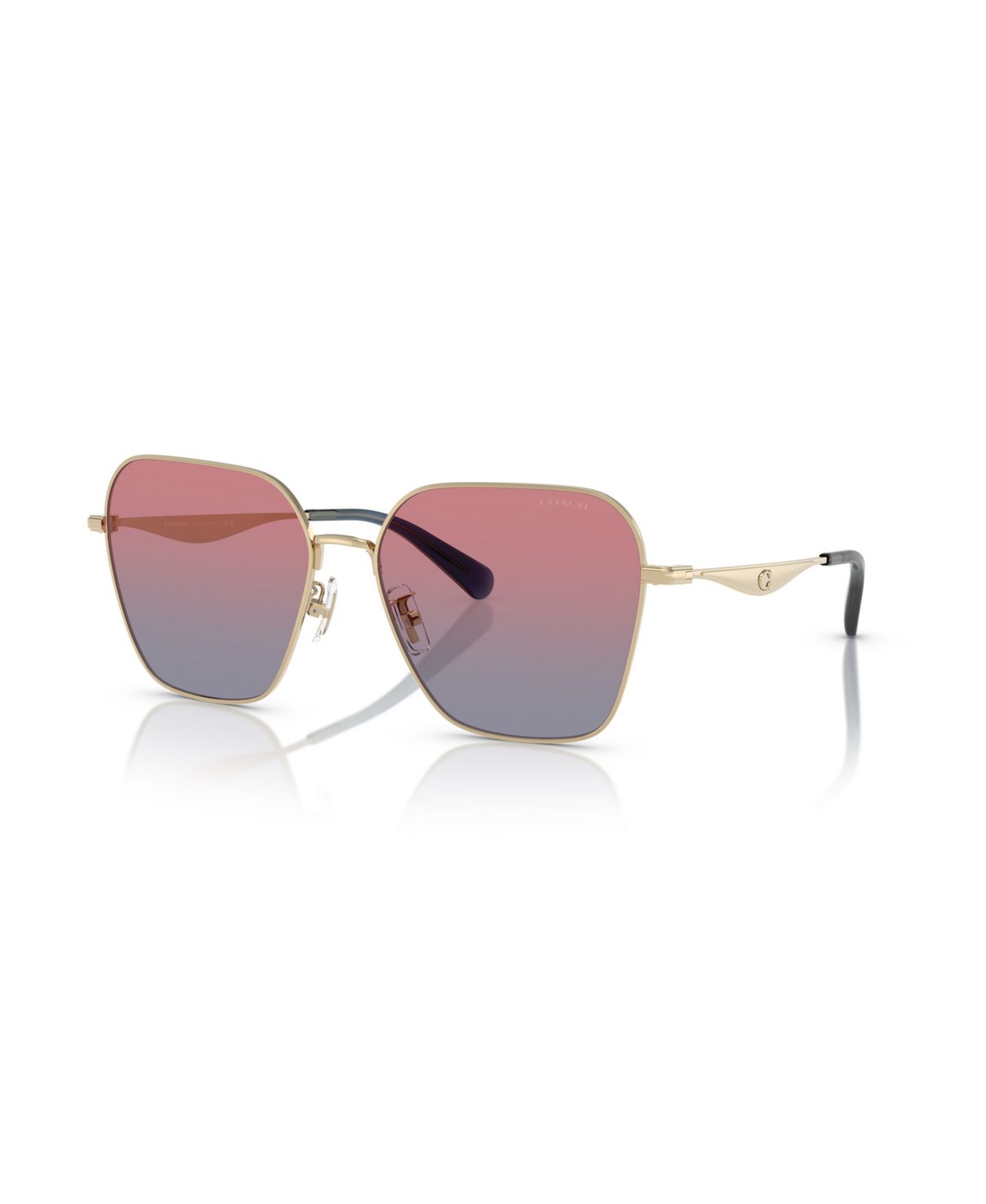 Женские солнцезащитные очки COACH Geometric Sunglasses, CW189 HC7168, цвет: Блестящий светлый золотой — фото 1